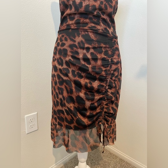 PrettyLittleThing Fiery Black and Orange Dress - Picture 3 of 5